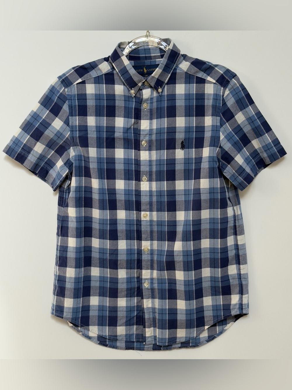 Ralph Lauren Boys 14/16 Plaid Button Down Short Sleeve